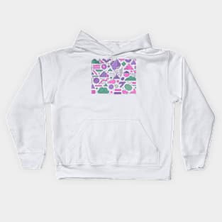 Purple Pink Pastel 80s Retro Geometric Pattern Kids Hoodie